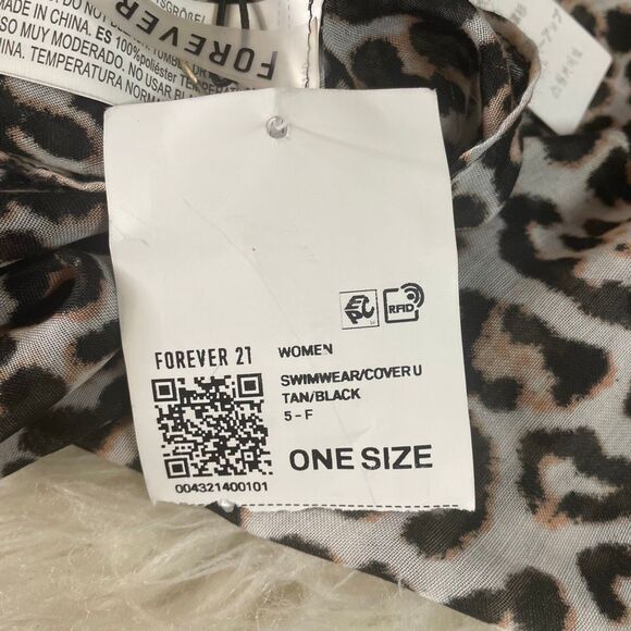 FOREVER 21 Womens Leopard Print Swim Cover NWT One Size Brown Cream Swimwear - Picture 8 of 8